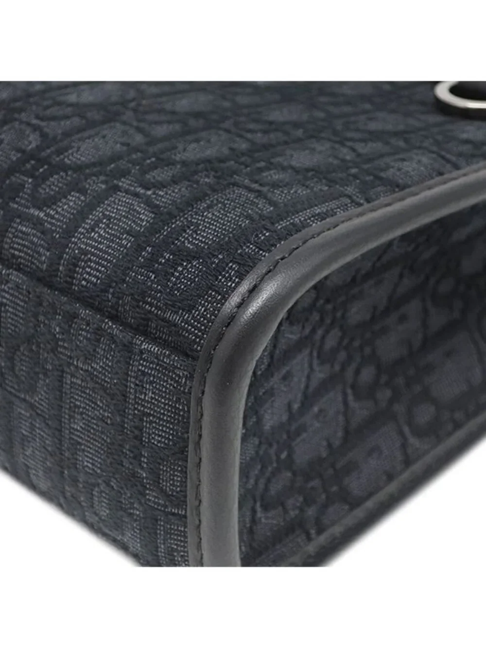 Dior 2-Way Safari North South Tote Canvas Leather Black Silver